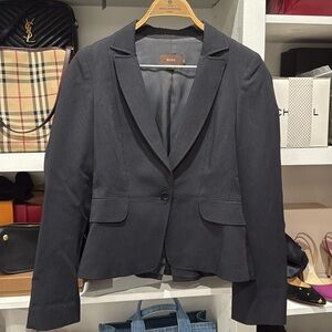 Reiss Pea Plum Navy Blue Pin Striped One Button Suit Blazer Size 10